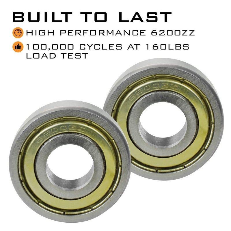 HardwareX supply 2" Nylon Sealed Garage Door Rollers, 6200ZZ High Performance Ball Bearing (10 Pack, 4" Stem) - Image 2